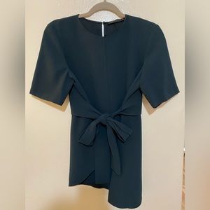 Zara Deep Emerald Front Tie Top - Pre Loved